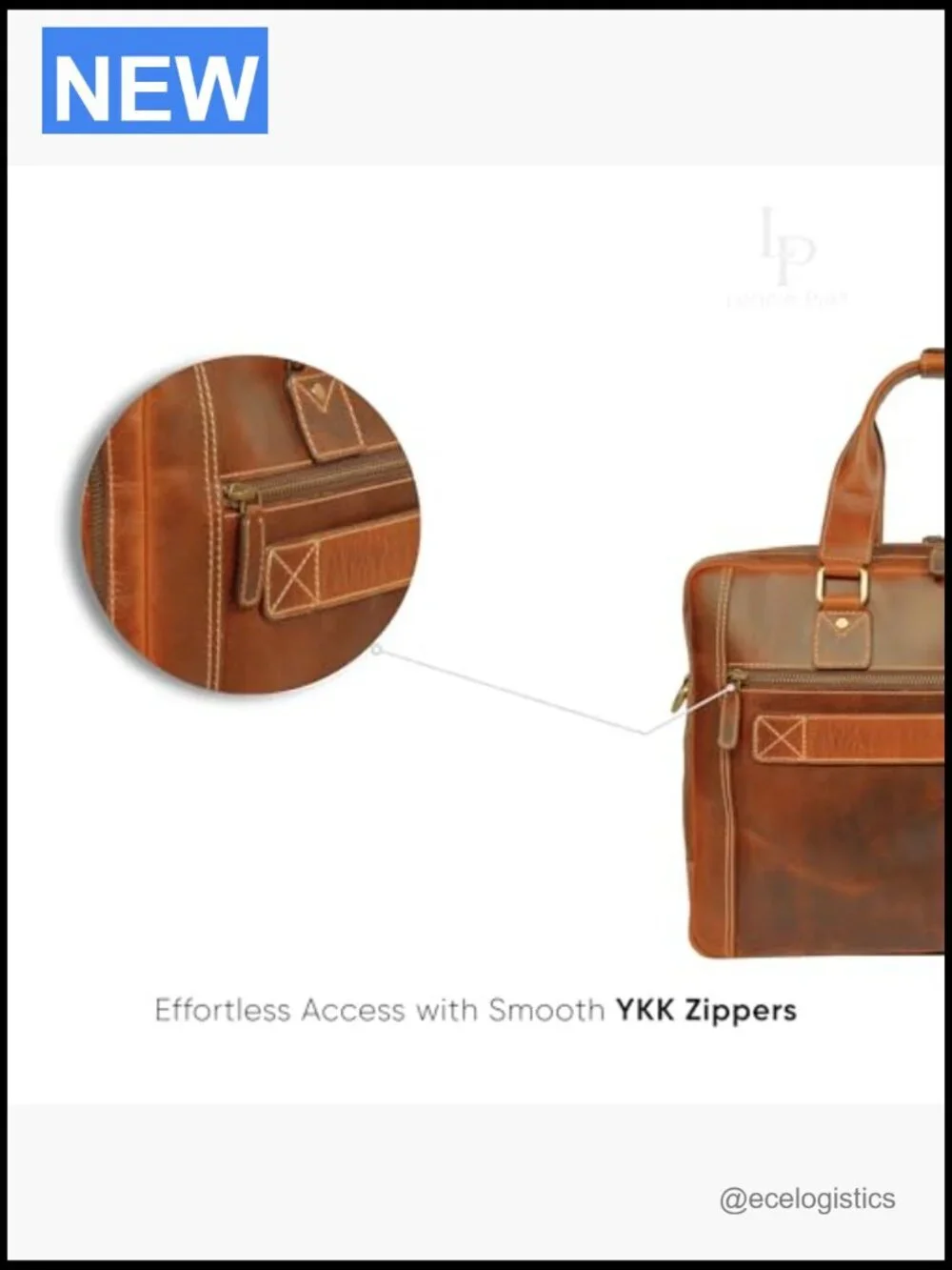 Full Grain Leather Messenger Bag - Twin Compartment Laptop Briefcase Satchel